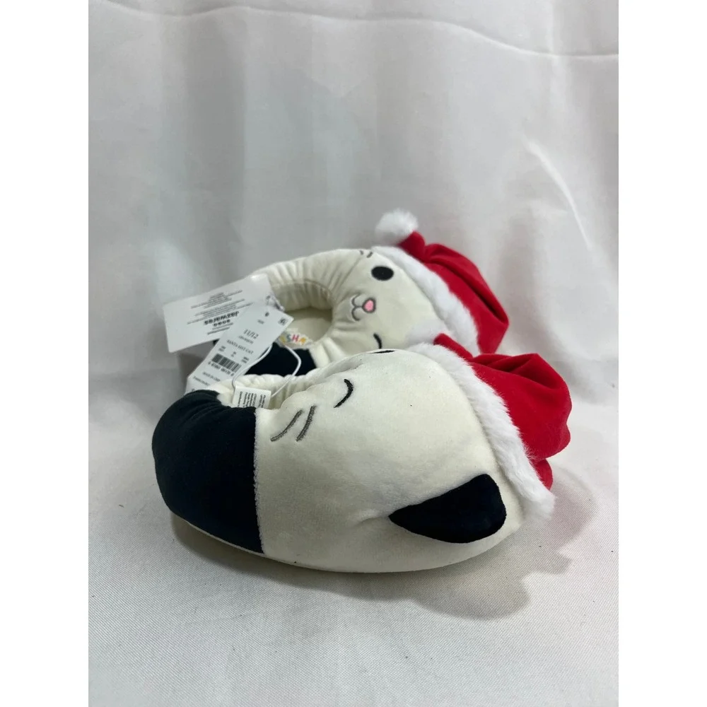 Squishmallows Santa Hat Cat Slippers Kids Size 11/12 Holiday Christmas Off-White